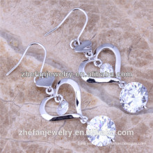 White gold plated 3A zircon 925 sterling silver heart dangling earrings
Rhodium plated jewelry is your good pick